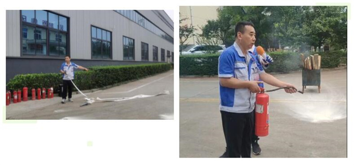 隨后，集團(tuán)消防安全員為廣大職工講解滅火器和消防水槍的使用方法，并現(xiàn)場(chǎng)演示。廣大員工積極參與到教學(xué)演練當(dāng)中，進(jìn)一步鞏固消防培訓(xùn)知識(shí)。